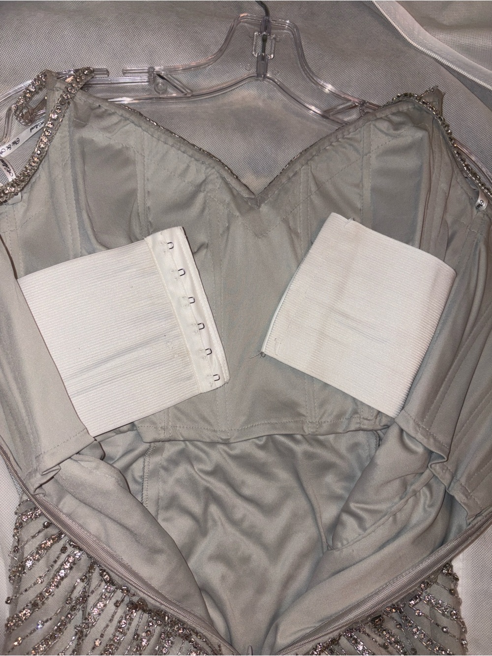 Chic and Holland. Sparkling Silver Beaded Spaghetti Strap Dress - Picture 12 of 13